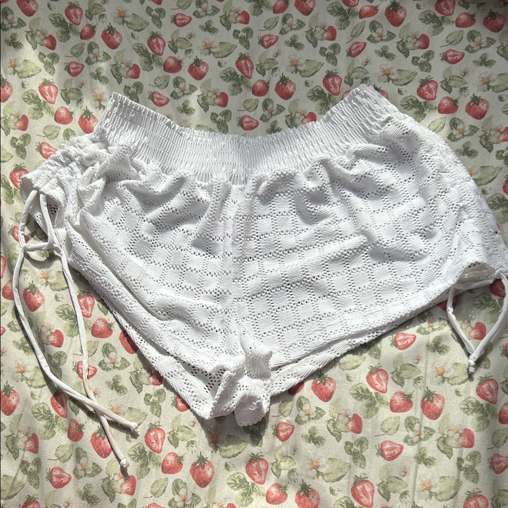 White Crochet Beach Shorts